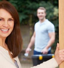 Woman opening door